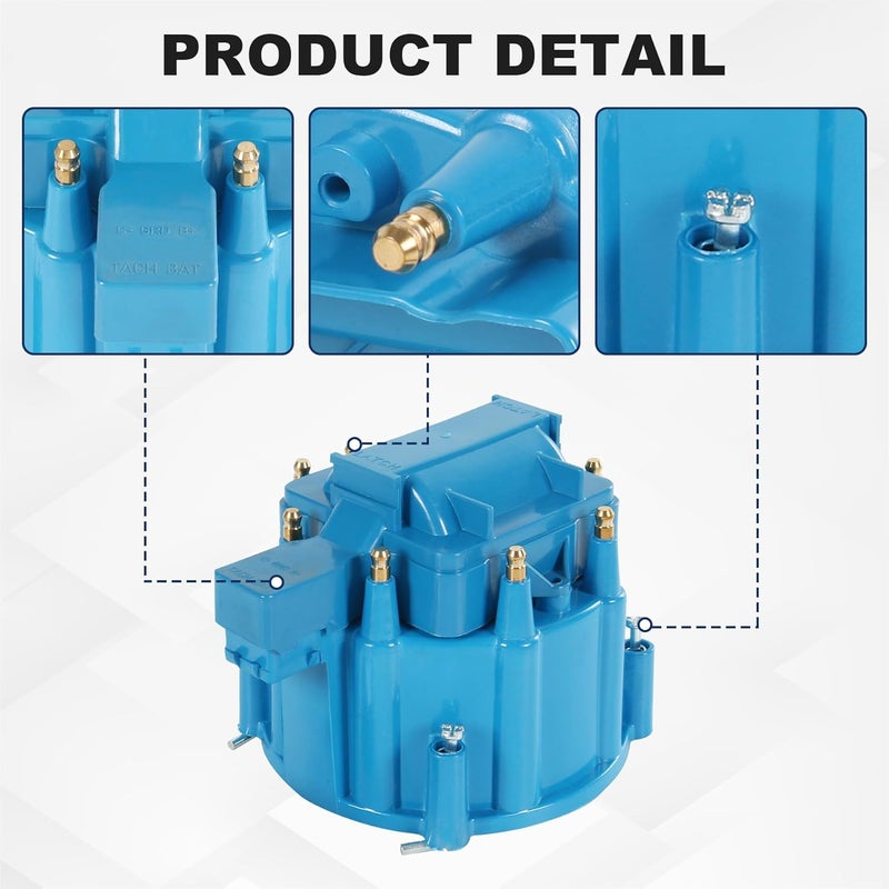 JDMSPEED HEI Distributor Cap and Rotor Replacement For K549 SBC 283 305 307 327 350 400 BBC 454 396 427 Blue Male Large Distributor Cap Rotor Kit - Image 5